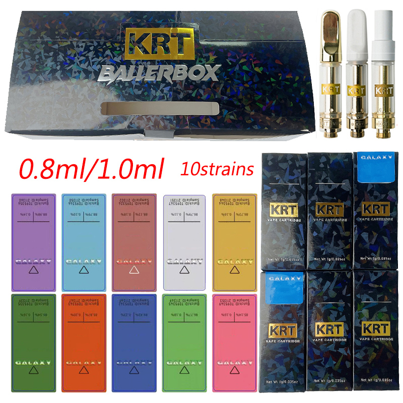 

KRT Carts Vape Cartridge Packaging 0.8ml 1ml Atomizers Ceramic Coil Empty Vapes Pens Cartridges Thick Oil Dab Pen Vaporizer 510 Thread