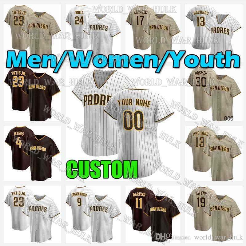 

10 Jurickson Profar Jersey 13 Manny Machado 51 Trevor Hoffman 23 Fernando Tatis Jr 9 Jake Cronenworth Eric Hosmer Custom Adrian Morejon, Blue;black
