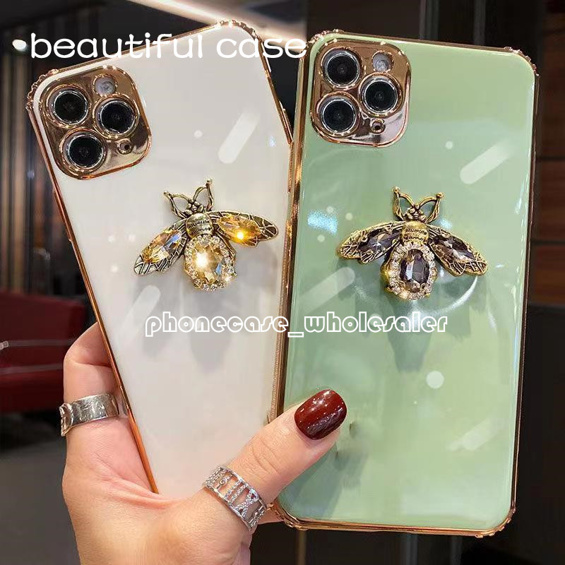 

Cute Lovely Bee phone cases for iphone 12 Pro Max 11 XR XSMax 7/8 plus 6 cover Diamond Bees pattern glitter bling anti-fall shell protective