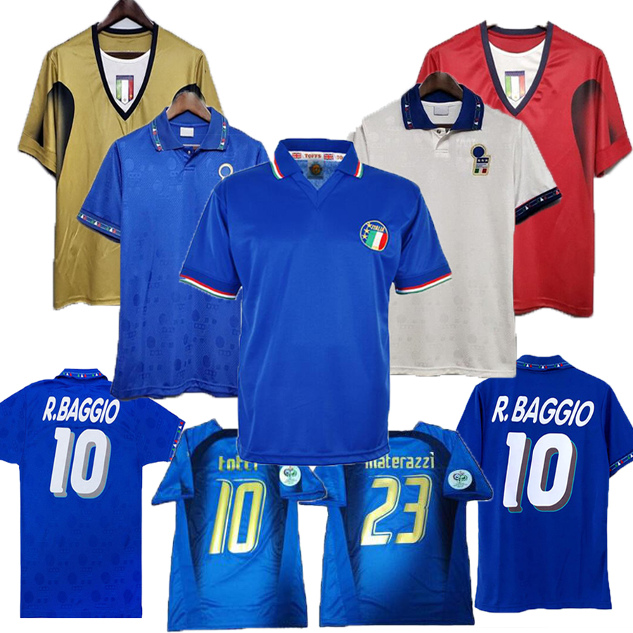 

1982 Italy Retro soccer Jersey 1990 1996 1998 2000 HOME FOOTBALL 1994 Maldini Baggio Donadoni Schillaci Totti Del Piero 2006 Pirlo Inzaghi buffon, Black
