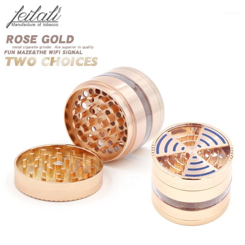 

Smoking Pipes Fashion 4 Layer Metal Smoke Grinder 63MM Creative Splicing Acrylic Crusher Zinc Alloy Grinding Machine