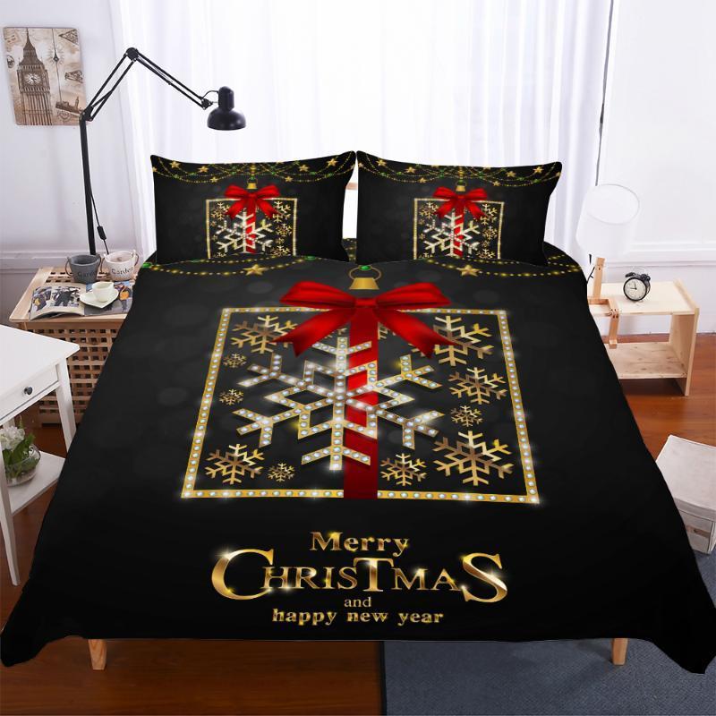 

Bedding Sets .WENSD High-grade Fabric Snowflake Bedding-sets Winter Duvet Cover Set Cotton Comforter Merry Christmas DropShip