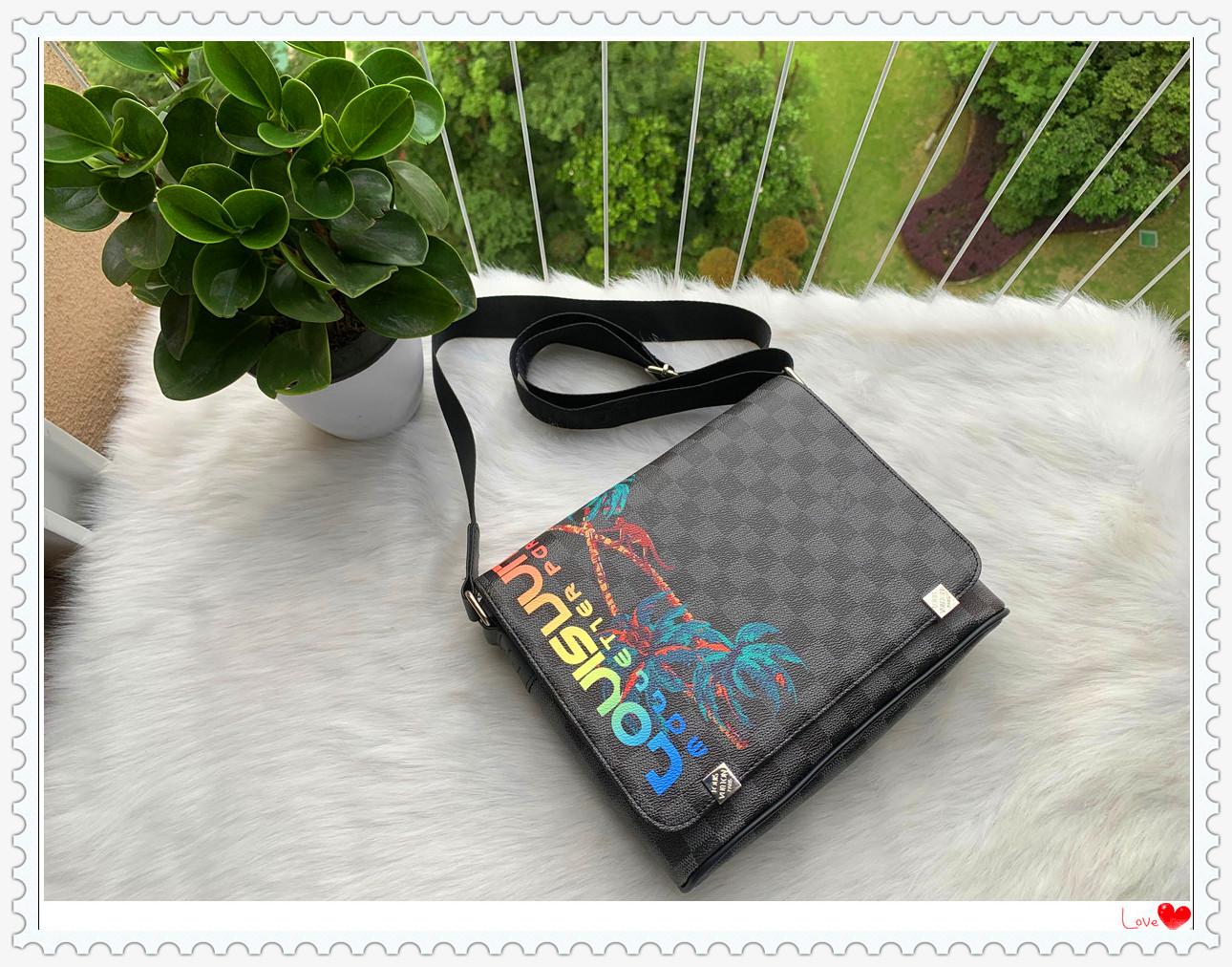 

new LV LOUIS 1 VITTON men shoulder bags man briefcase leather Crossbody bag totes Messenger bags wallet hand bag, Red;black