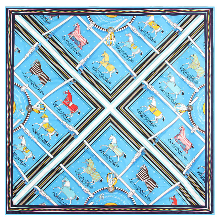 

Manual Hand Rolled Twill Silk Scarf Women Belt Plaid Horse Square Scarves Echarpes Foulard Femme Wrap Lady Bandana Hijab 90CM*90Cm