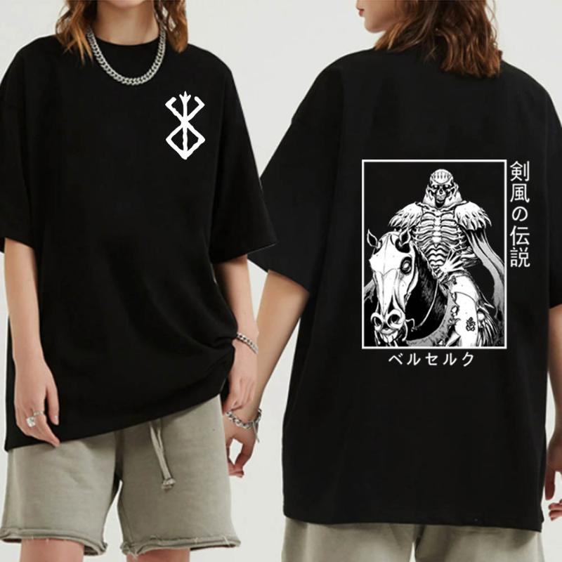 

Men's T-Shirts 2021 Anime Berserk Guts T Shirt Men Women Teens Harajuku Graphic Short Sleeve Tees, Black
