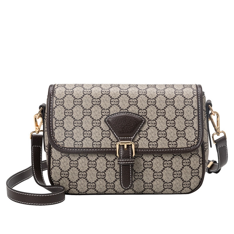 

Bag new fashion printed female postman bag women's Single Shoulder Messenger portable small square Purse sale, Brown 1