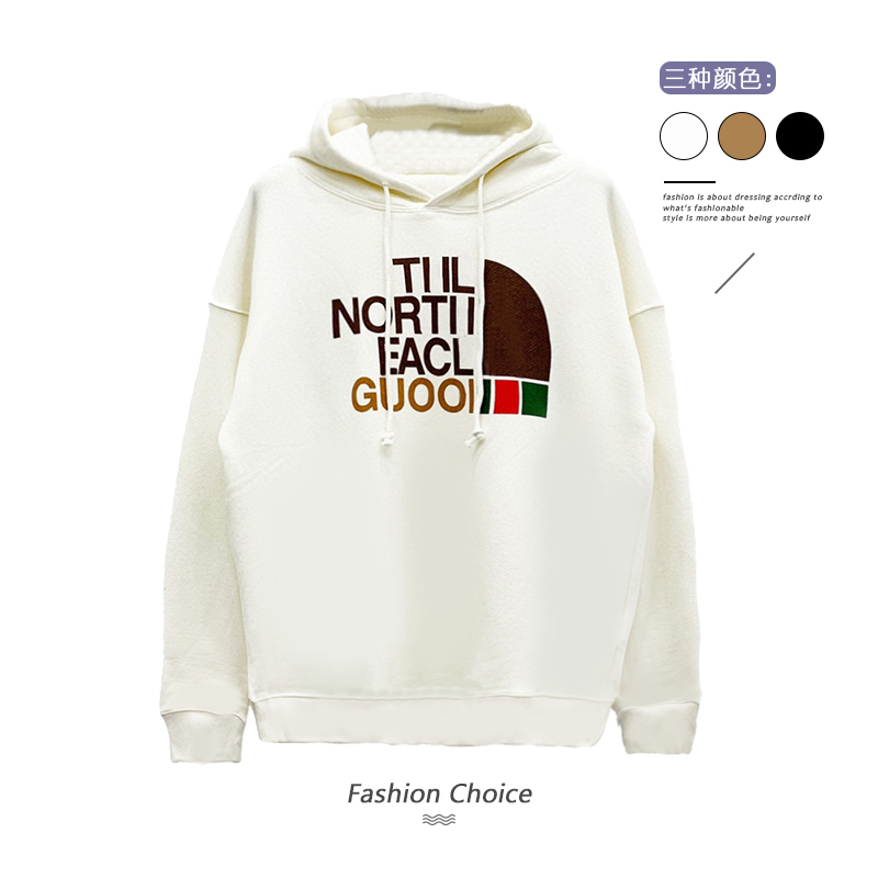 

name G family co letter printing high grade cotton hooded sweater, loose and versatile, with men's and women's pullovers, Black