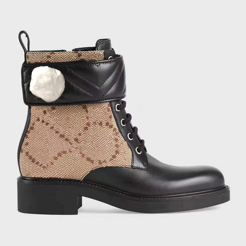 

Autumn winter Lace up Martin boots woman Flat Metal Travel Belt buckle 100% leather lady letter black ankle boot Soft cowhide women designer, Extra insole