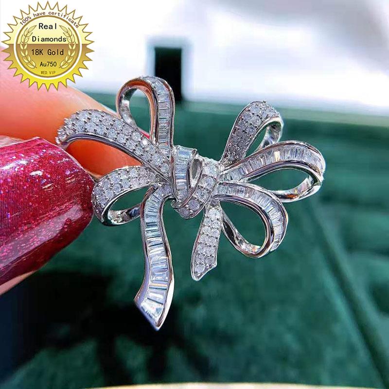 

Chains 100% 18K White Gold Natural Diamond Necklace All Use 0.68ct And Have Certificate HM065, Silver