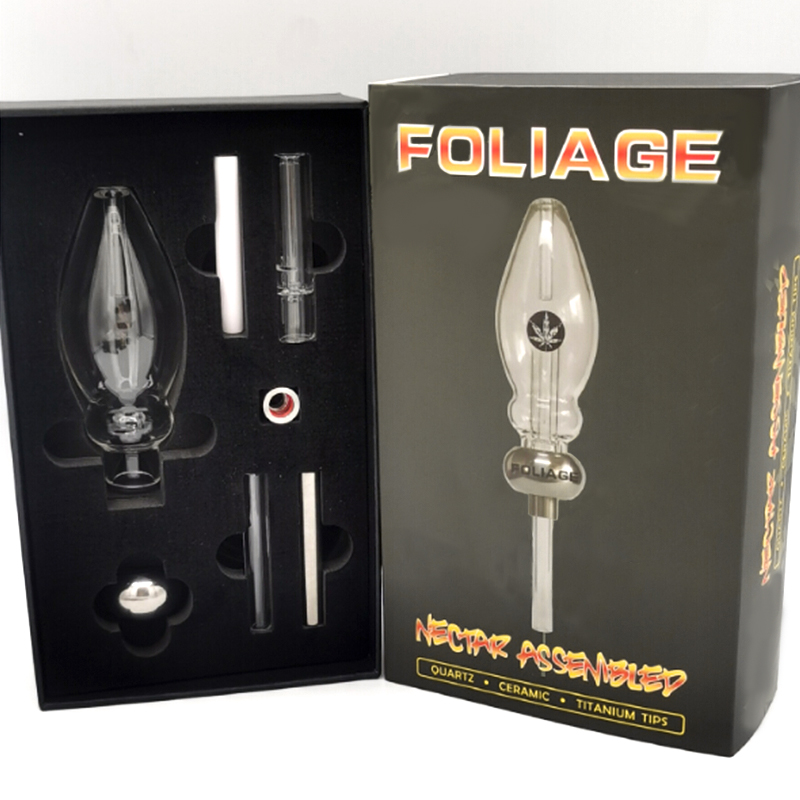 

Foliage V2 Collector Straw Water Kit Pipe No Battery Smoking Glass Bong Dabber Device with Quatz Titanium Ceramic Tips Carry Case Holder Dab