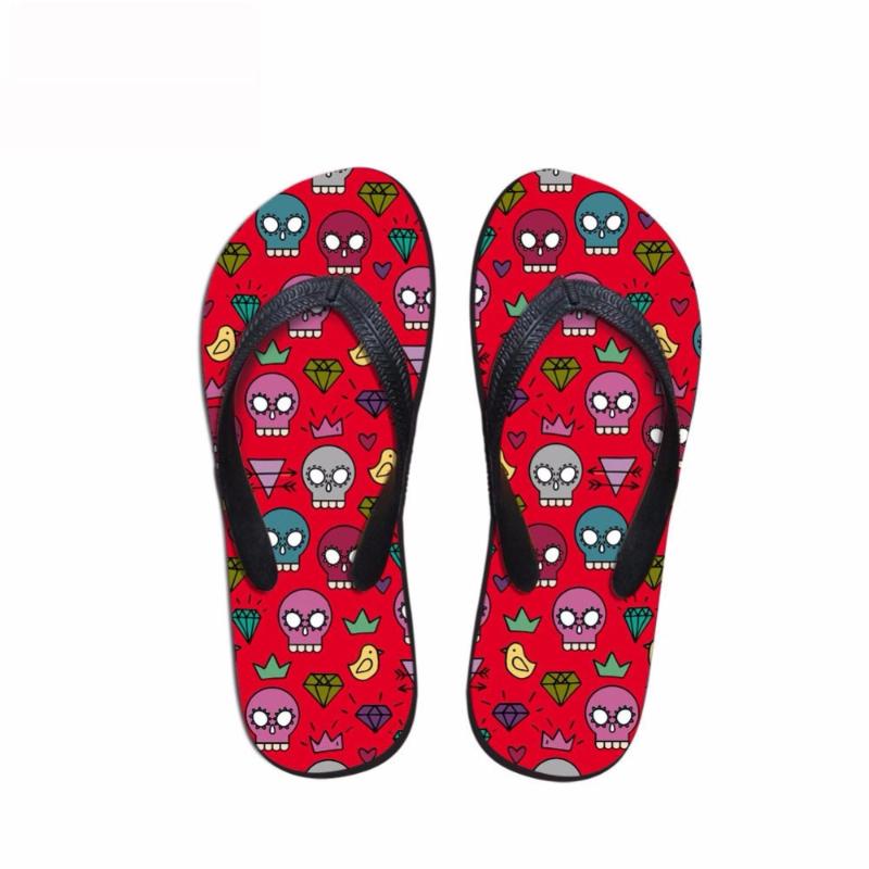 

Slippers Noisydesigns Summer Ladies Women Flip Flops Platform Funny Skull Print Indoor Outdoor Footwear Women's Beach Sandals, Black