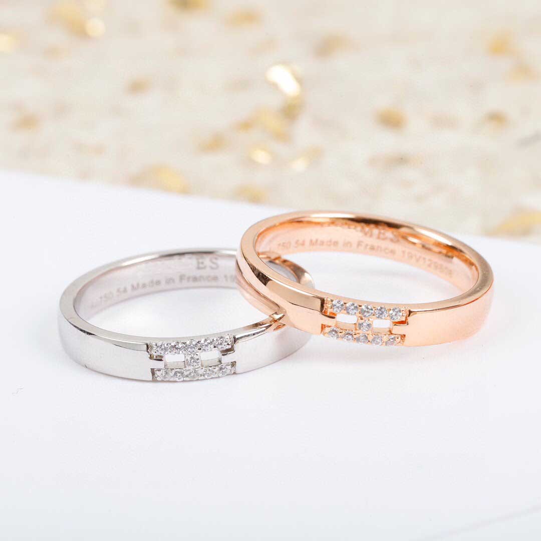 

Top quality charm band ring with words and diamond in silver rose gold plated for women wedding jewelry gift have stamp box PS3383