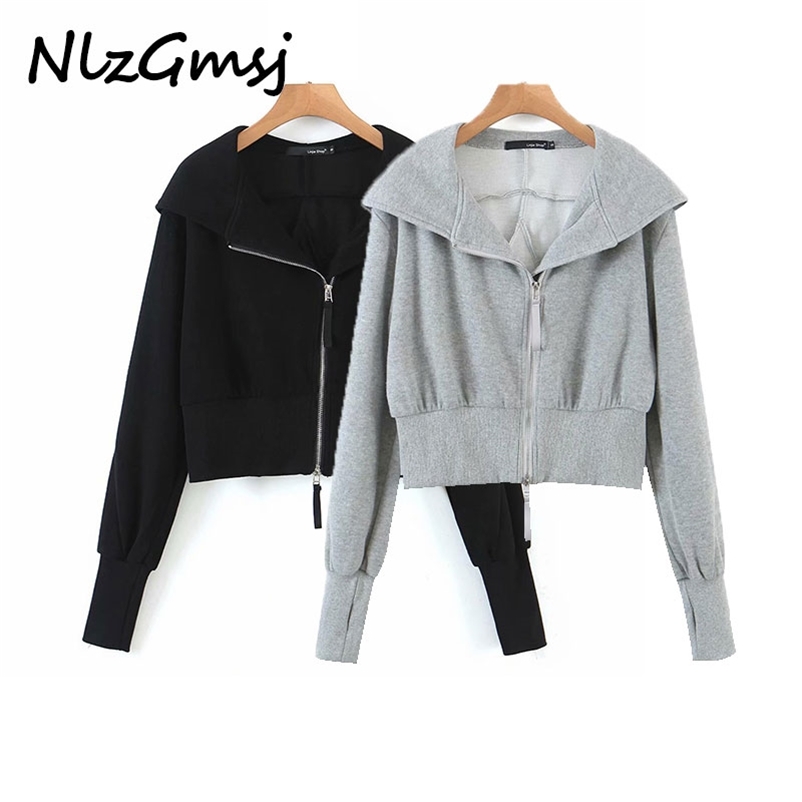 

Sweatshirt Women Hoodies Long Sleeve Hooded Zipper Casual Cropped Outerwear Plus Size sudaderas Tops 210628, As picture