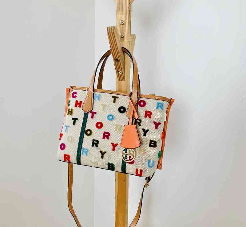 

20tb Cowhide Canvas Letter Embroidery Tote Fashion Leisure Women's Bag, Red