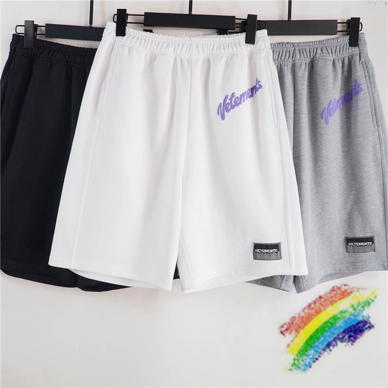 

White Grey Black Foam Printing Shorts Men Women Purple Letters Print