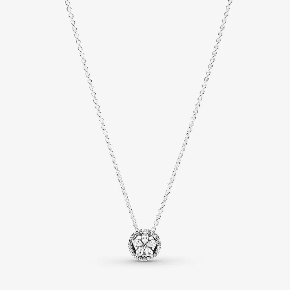 

New Arrival 100% 925 sterling silver Sparkling Snowflake Collier Necklace fashion Jewelry making for women gifts