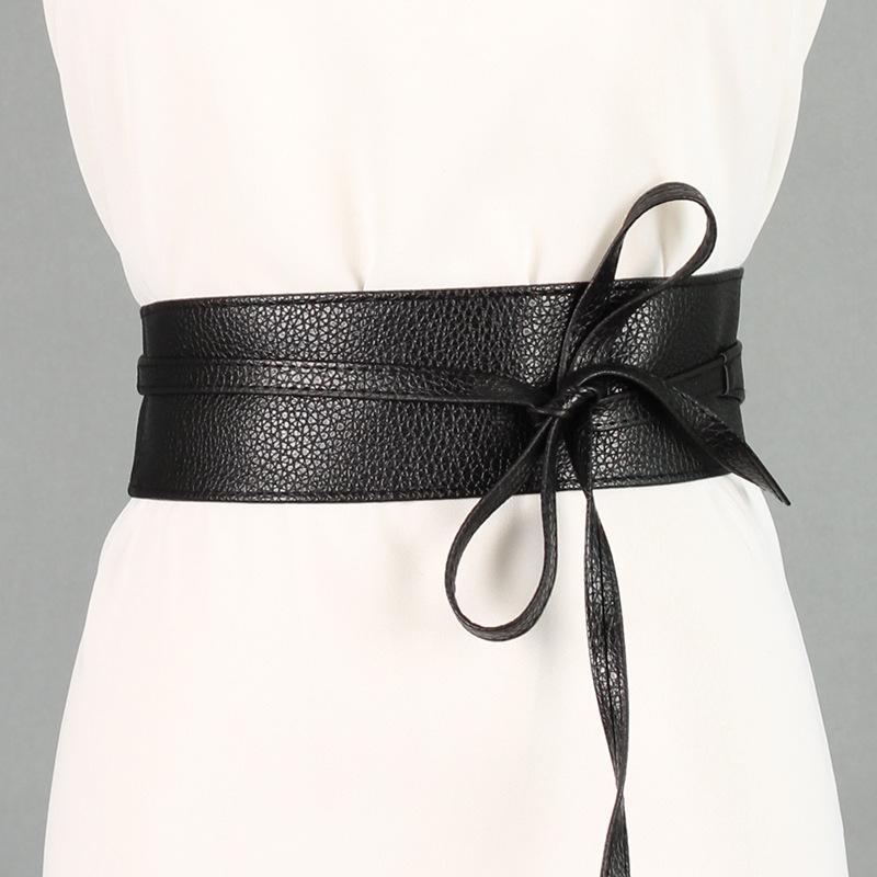 

Belts Women Pu Leather Bow Belt Lace Up For Straps Wide Waistband Female Dress Sweater Waist Girdle Clothing Accessories, White