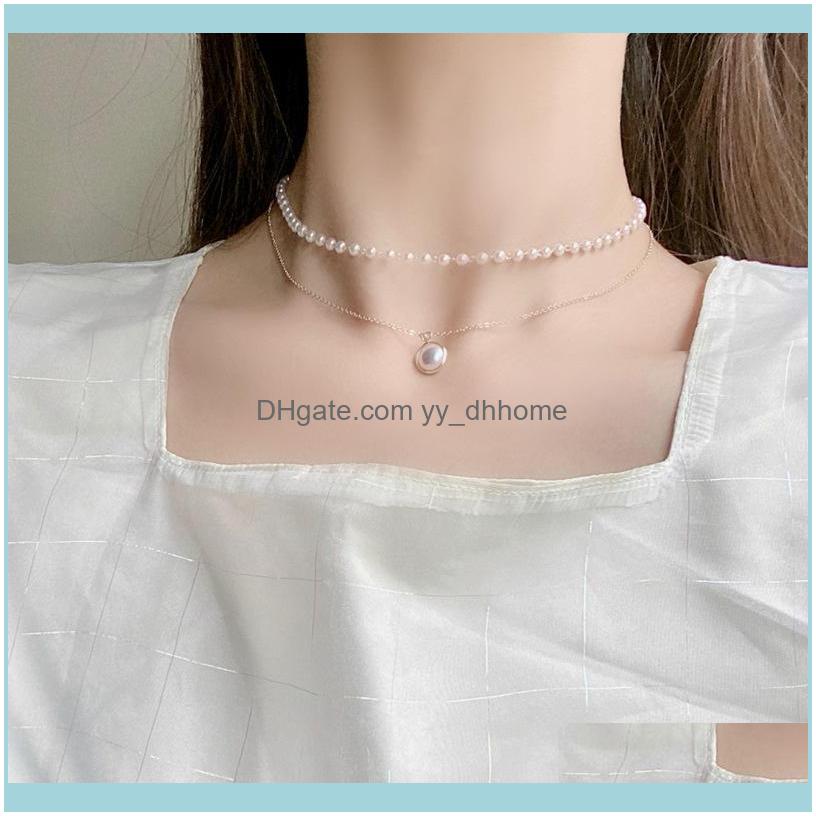 

Necklaces & Pendants Jewelryspring And Summer Fashion Simple Necklace Double Lady Sweet Pearl Clavicle Chain Chokers Drop Delivery 2021 Rprv