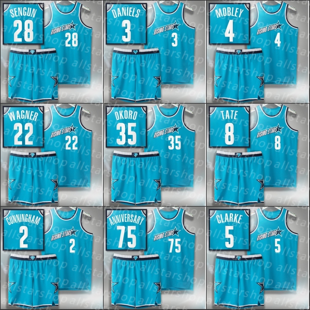 

Suit Franz Wagner Jae'Sean Tate Alperen Sengun Cade Cunningham Terrence Clarke Evan Mobley 2022 Rising Stars Jersey Blue Team Barry''Uniform