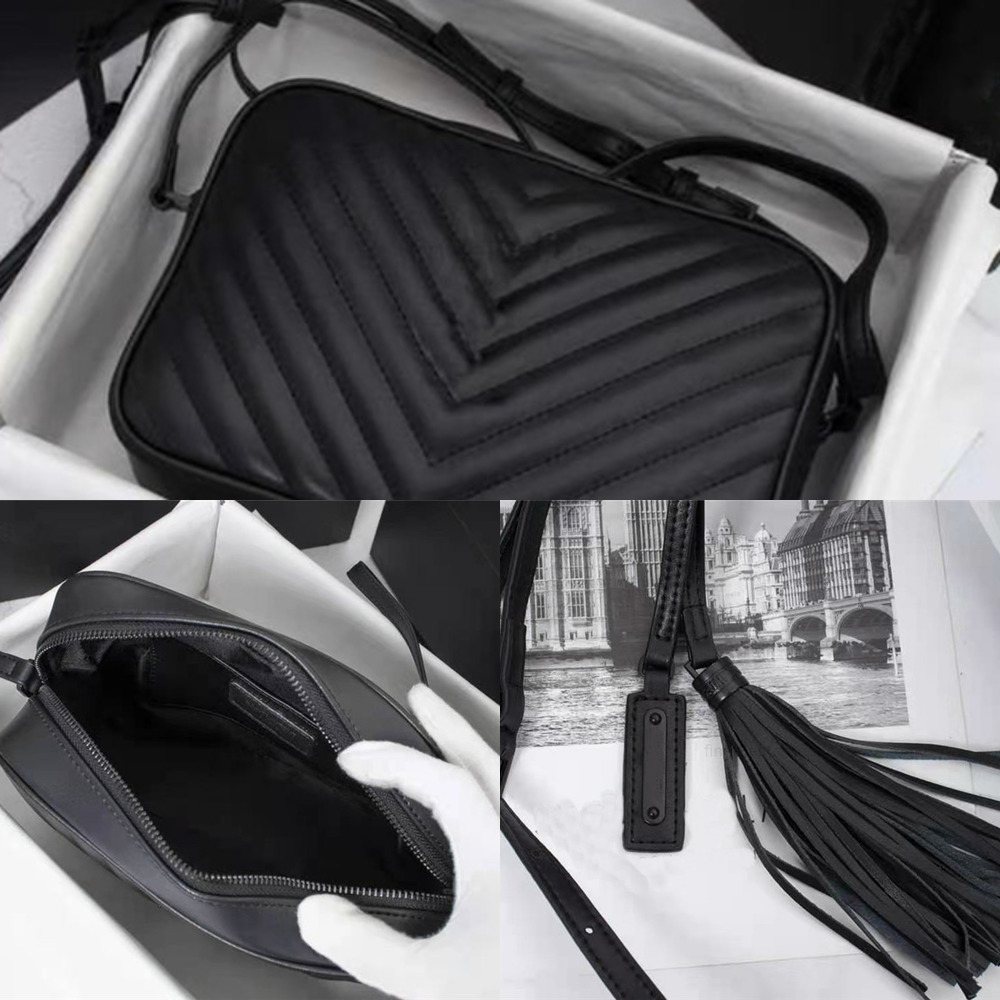 

leather Top calf Designer bags V wave camera black shoulder bags luxury letter cross hardware cross body bags Tassel zipper handbags purse