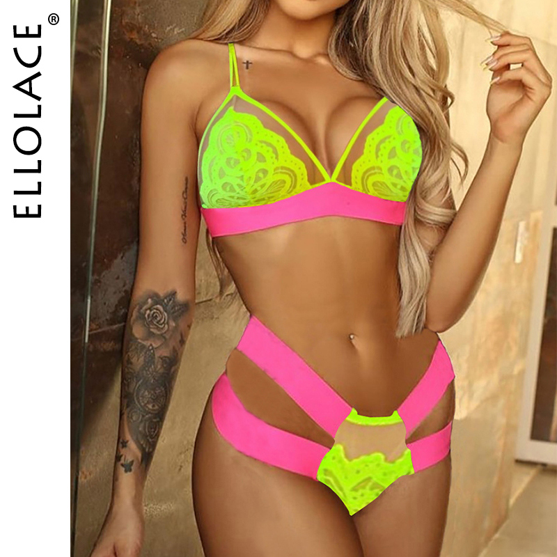 

Underwear Women Set Neon Lace Erotic Lingerie Sexy Underwear Female Set 2 Pcs Bra Without Bones Underwear Set Wholesale, Red