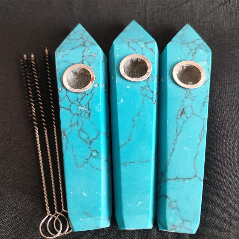 

Decorative Objects & Figurines 1pc 10-11cm Wholesale Price Blue Turquoise Quartz Crystal Smoking Pipe Wands Reiki Healing Gifts