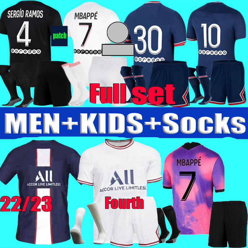 

Fourth ICARDI MBAPPE HAKIMI SERGIO RAMOS soccer jersey 2021 2022 2023 VERRATTI Maillots football shirt 22 23 MARQUINHOS men kids kit uniform enfants maillot de foot, Fans third shirt +patch