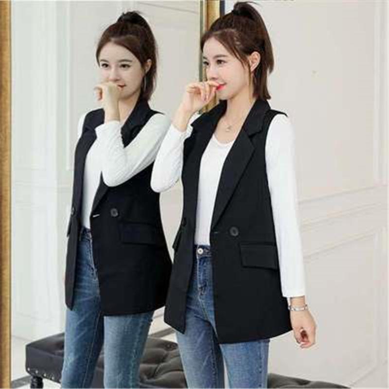 

Women's Vests Blazer Spring Autumn 2022 Casual Suit Jacket Vintage Sleeveless Jackets Ladies Vest Coat Female, Black;white