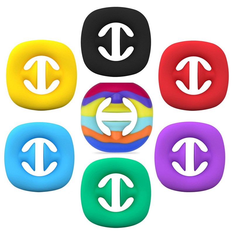 

Rainbow Snap Fidget Toys Grab Sensory Silicone Anti Stress Hand Grip Toy Ball Snappers Squeezy Decompression Ring Push Bubble Home with Stock