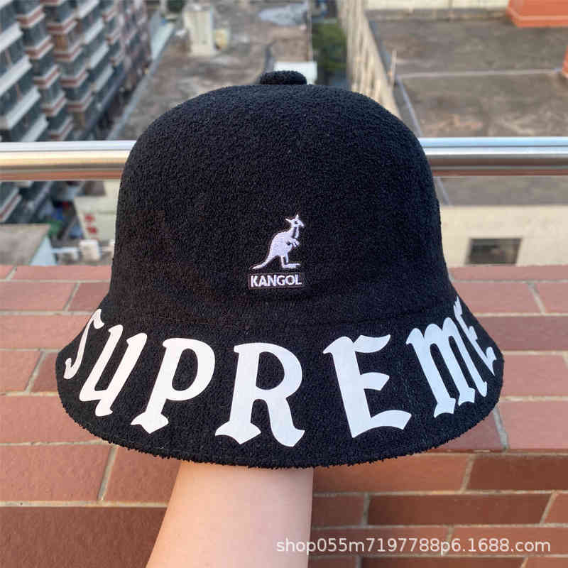 

Kangol Kangaroo Co Branded Fisherman Hat Towel Material Dome Letter Printed Basin Hat Fashion Versatile Men's and Women's Hat, Blue