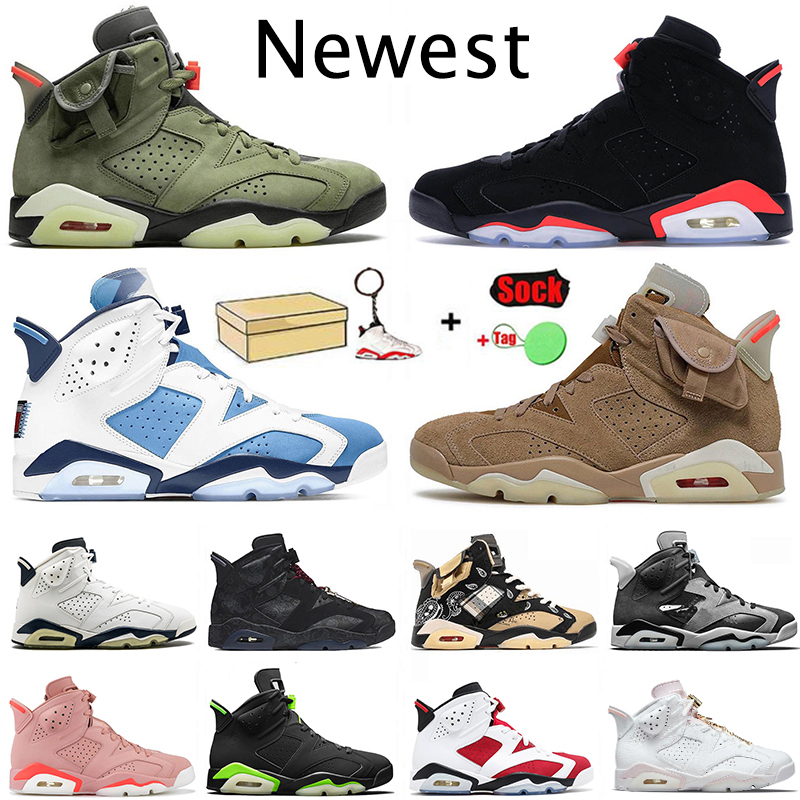 

2021 With Box Jumpman 6s 6 Gold Hoops Mens Basketball Shoes Tinker British Khaki Tech Chrome White Off Black Infrared DMP Glow UNC Trainers