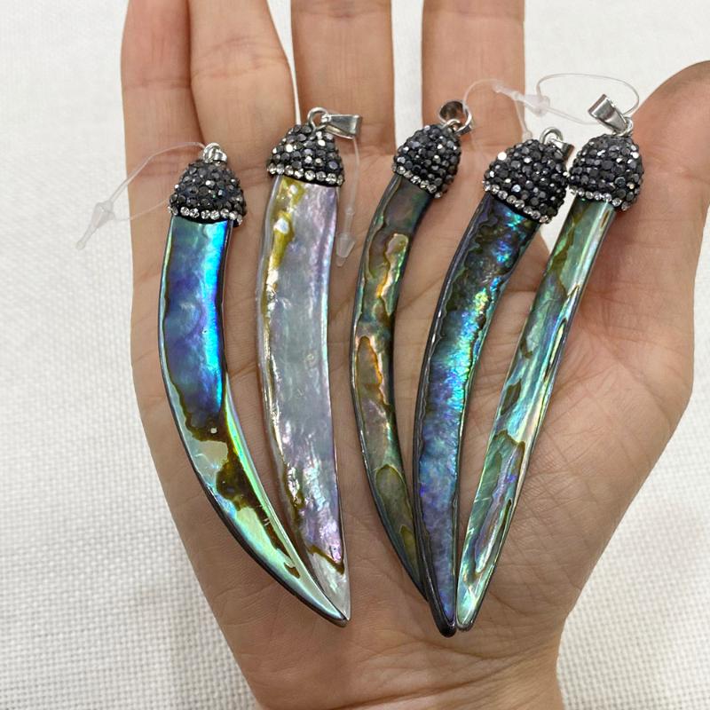 

Charms Abalone Shell Pendant Personality Irregular Chili Shape Sticky Diamonds Suitable For Handmade Fashion Necklace Earrings Fitting, Bronze;silver
