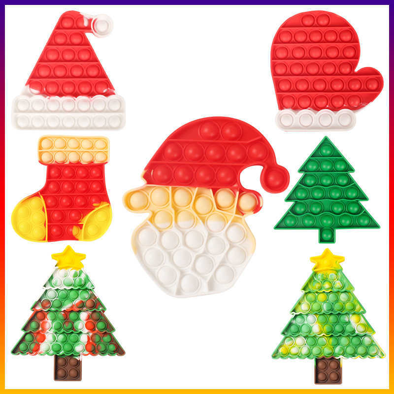 

Christmas series toys press bubble poppers fidget toys children's decompression toy poo-its Santa Claus Camo xmas tree glove kids Sensory Puzzle Squeeze Toy G69PFN9