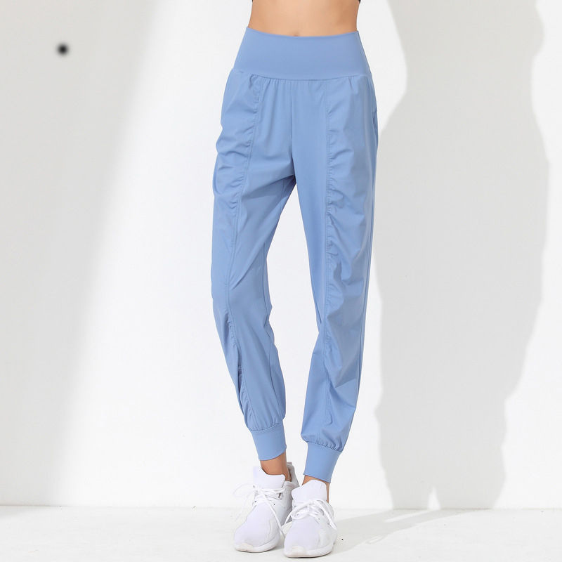 

Women Yoga lulu Pant High Waist Sports Raising Hips Tie Feet Loose Gym Wear Leggings Fitness Indoor Outdoor Running Workout Quick Dry blue 8802, 8802 black