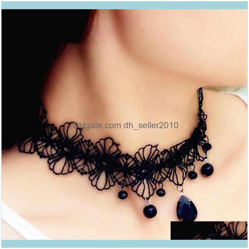 

Necklaces & Pendants Jewelrywomen Water Pendant Short Flowers Lace Adjustable Black Neck Choker Necklace For Chokers Drop Delivery 2021 Aujo