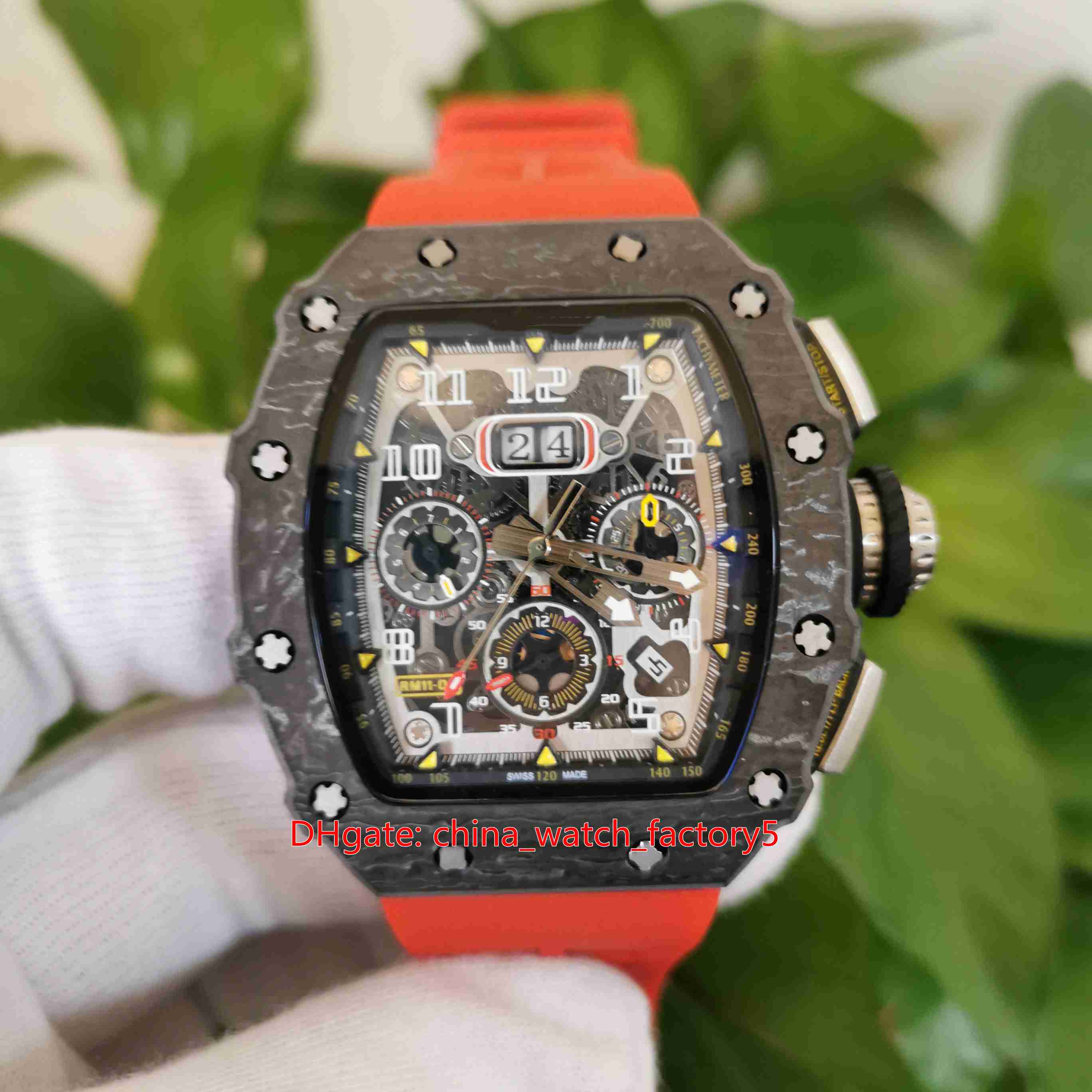 

8 Style Top Quality Watches Classic 50mm x 44mm RM11-03 RM 11 011 NTPT Carbon Fiber Sapphire Transparent Mechanical Automatic Mens Men', Slivery;brown