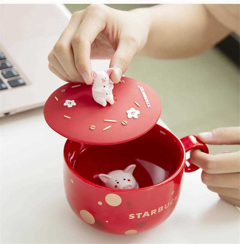 Hot 350ml Pig Starbucks Cups Ceramics Cute Little Pig Coffee Mug 2019 New Years Chinese Zodiac Little Pig Cup For Gift