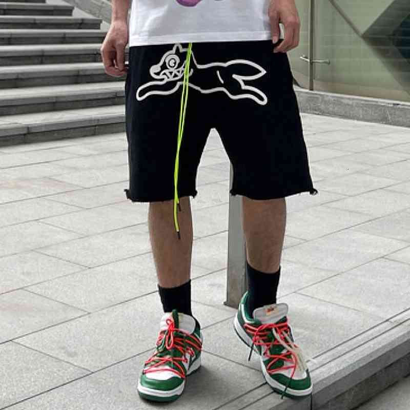 Men&#039;s Shorts Flying Dog Ice Cream Raw Edge Men and Women Drawstring Terry Retro Oversize Casual Five Point Pants Loose Hip Hop Sho-image-705746782