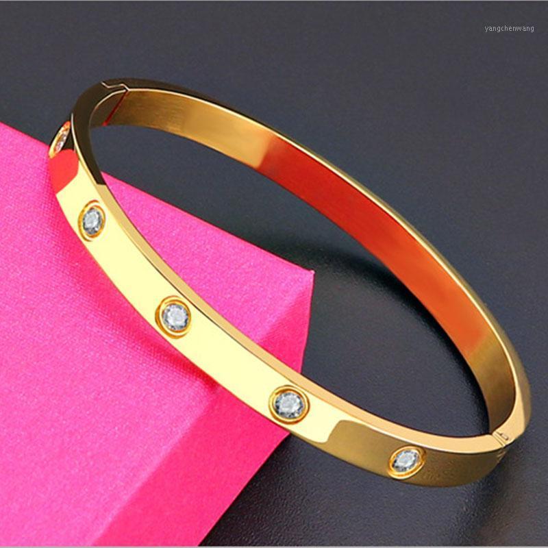 

Women's Bangles 2021 Fashion Classic For Women Bracelet Gold Rose Rhinestone Cuff Simple Trendy Jewelry Bangle