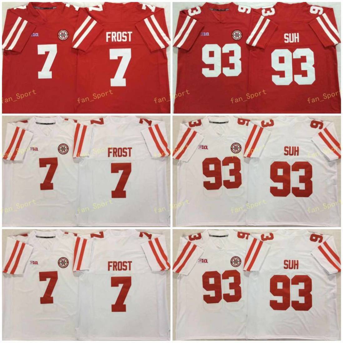 

Mens NCAA Nebraska Huskers 7 Scott Frost Football Jersey Stitched Red White #93 Ndamukong Suh #2 Adrian Martinez Nebraska Cornhuskers jersey, As