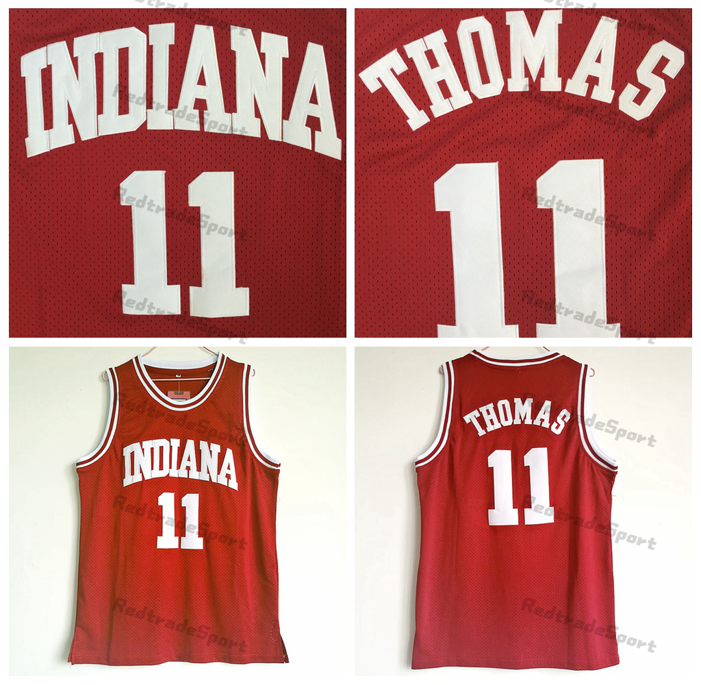 

Mens 1981 Vintage Indiana Hoosiers Isiah Thomas 11 College Basketball Jersey Home red Stitched Shirts S-XXL, Red 11 name