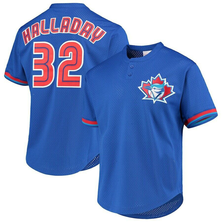 

Custom Roy Halladay Mitchell & Ness Cooperstown Jersey Men Women kids youth Baseball jersey, Blue