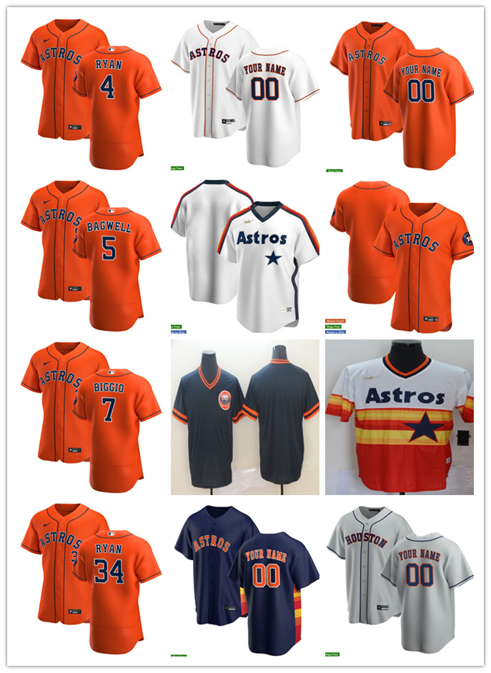 

Men Women Youth Houston Astros 5 Jeff Bagwell 34 Nolan Ryan 4 George Springer 7 Craig Biggio Custom Baseball Jersey Blank o, Blue;black