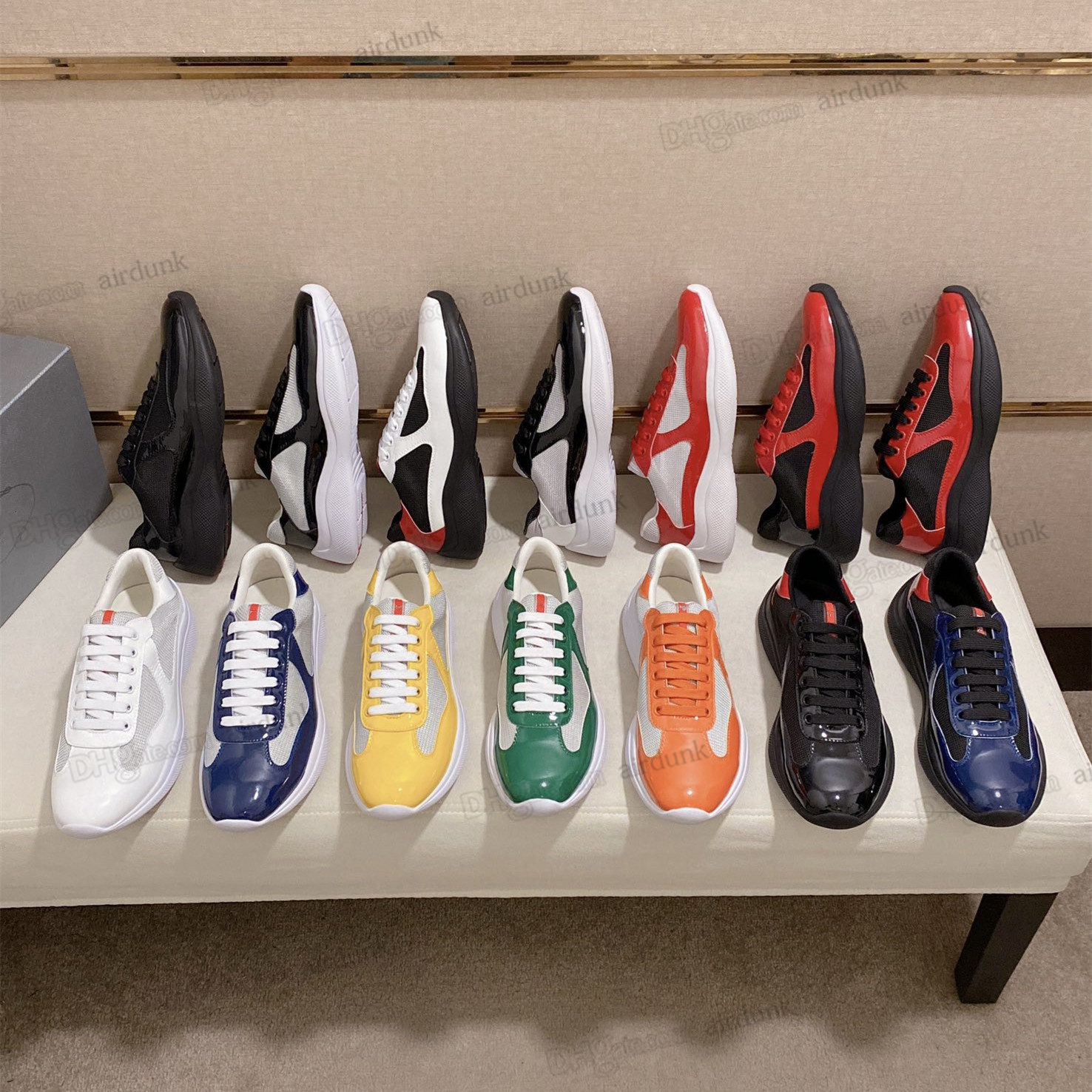 

2022 Men America Cup Designer Sneakers Top Patent Leather Flat Trainers Black Blue Mesh Lace-up Nylon Casual Shoes Outdoor Runner Trainer America's Xl Shoe size 38-46, Shoes box