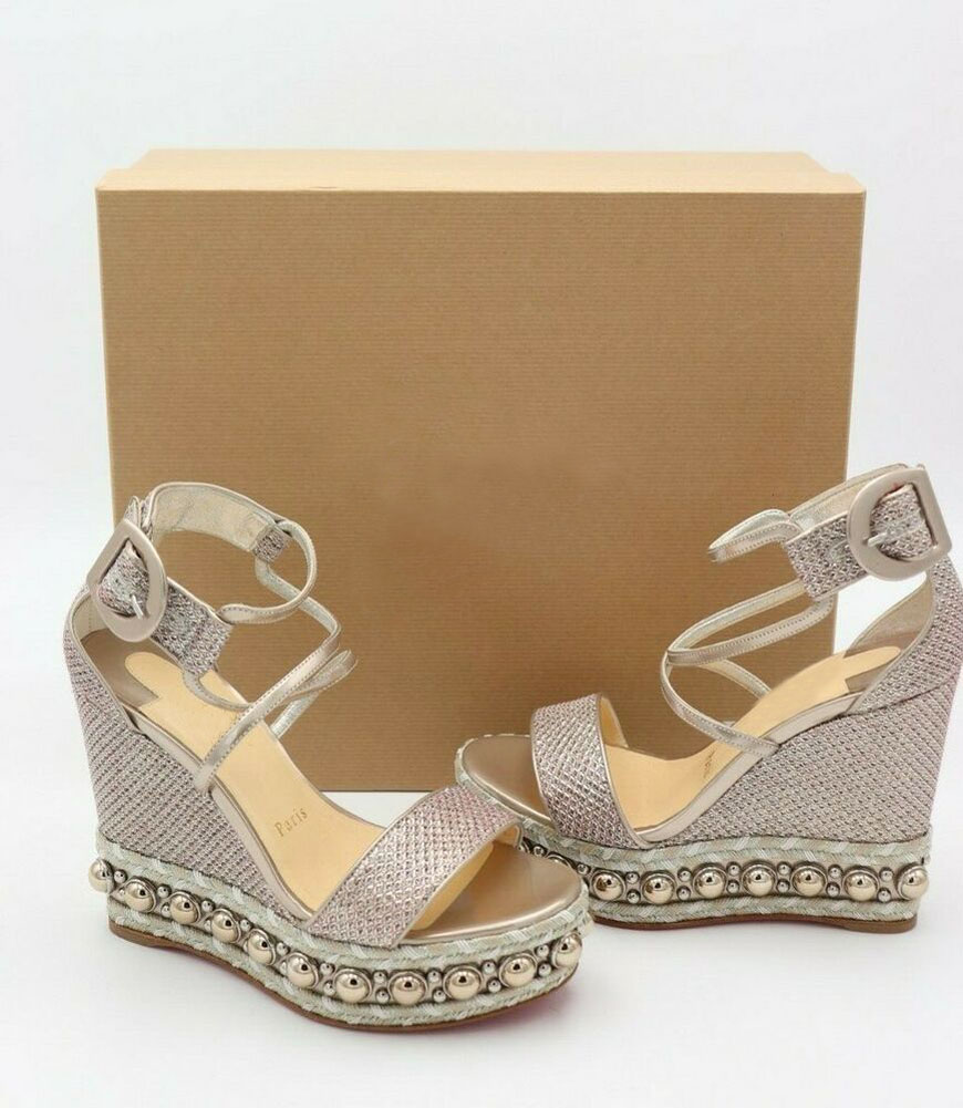 

Luxury womens summer sandal red bottom high heels Chocazeppa Glitter Gold Studded Wedge Sandals Wedges sandalies Golds Glitters leather with box, 11