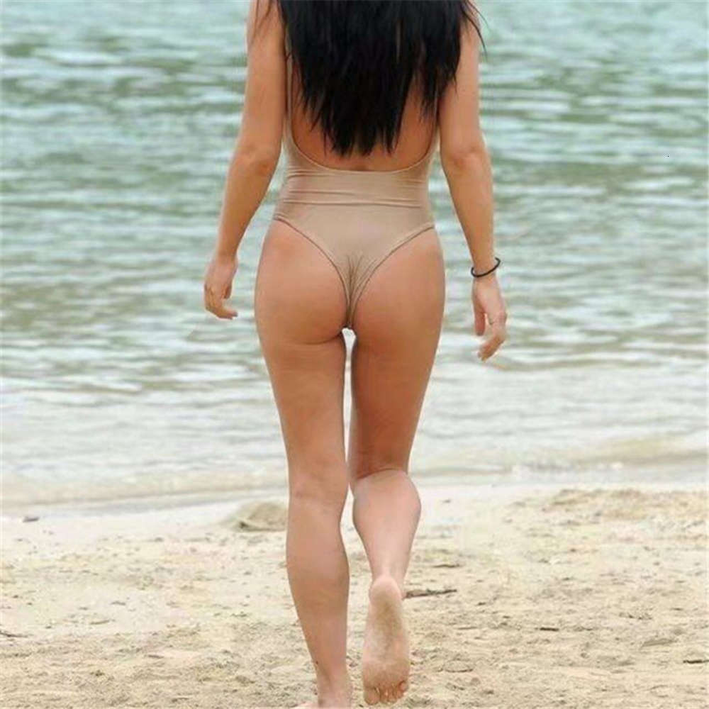 Bikini Swimsuit Women's Solid Soft Bag Open Back Sexy One Piece High Waist Hollow triangl swimwear-image-692547459