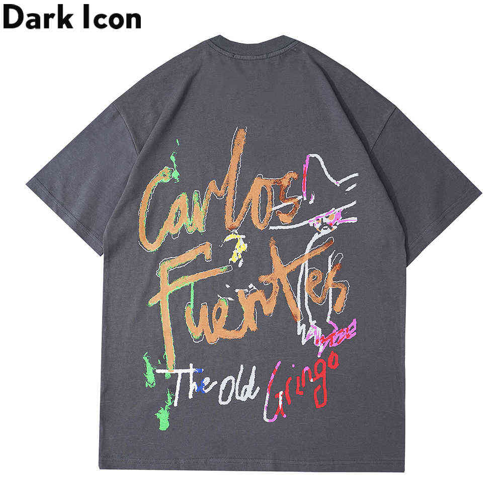 

Graffiti Round Neck Men Women T-shirt Summer Short Sleeved Tshirts Men Cotton Tee 210603, Grey
