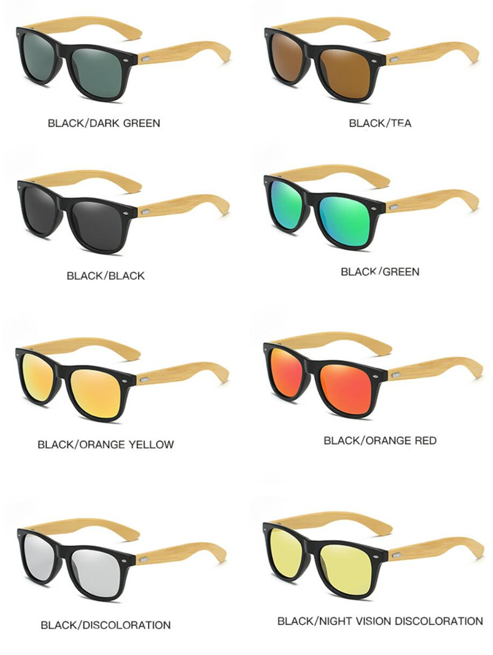 

LEIDISEN Sunglasses For Men Women Polarized Wayfarer UV400 Driving Sports Beach TAC Lens Wooden Full Frame Top Quality Fashion 62mm Retro Rice Nail, White;black