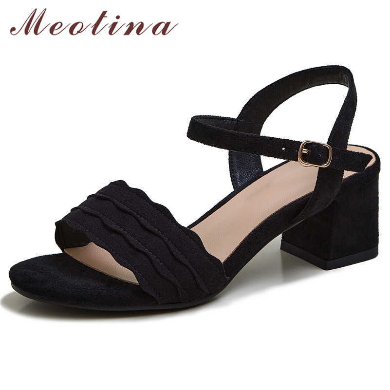 

Meotina Sandals Women High Heel Shoes Round Toe Block Heels Ladies Sandals Summer Sweet Shoes Female Apricot Black Large Size 43 210608