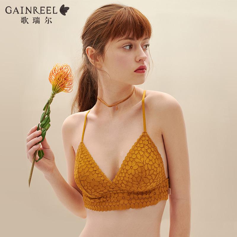 

Bras De Monarchia Women Sexy Lace Halter Bralette Unlined Underwear Intimate Tops Ultrathin Bra Crop Top Floral 3/4 Cups, Green 200828a